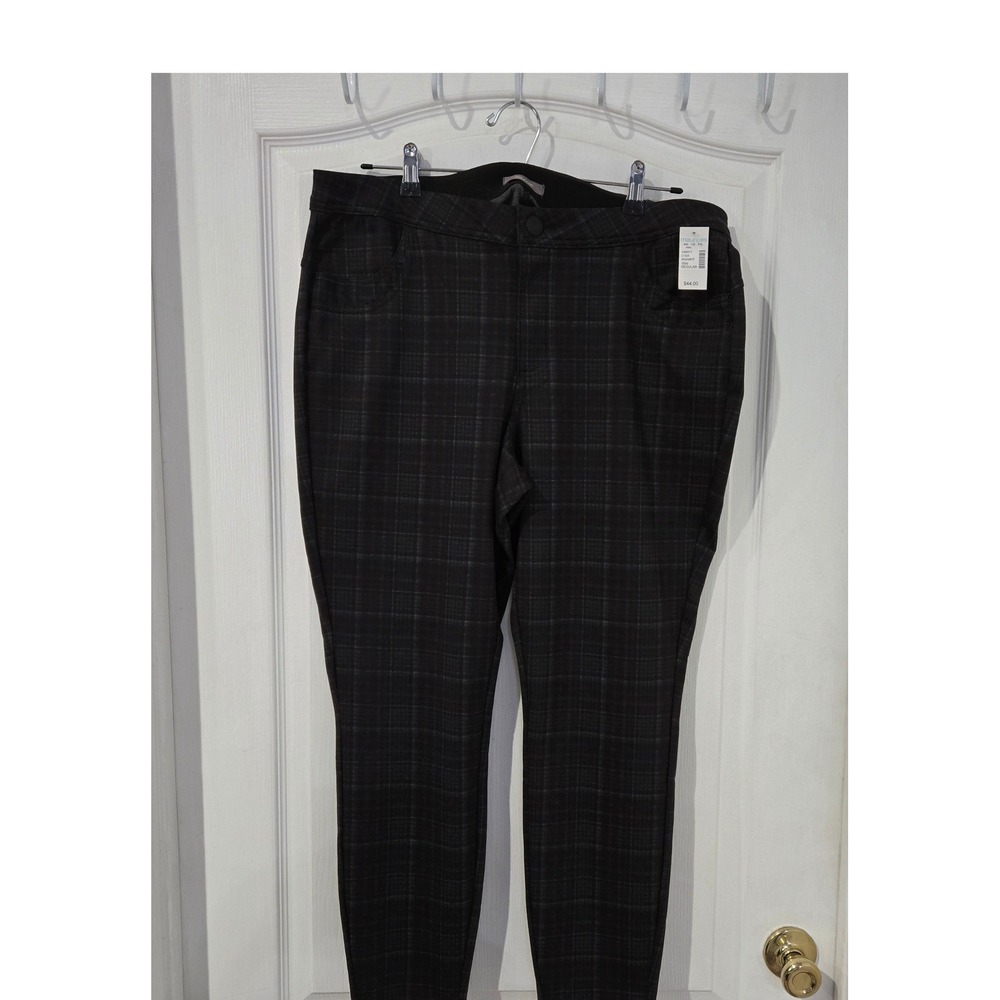 Maurices Skinny Ankle Pants Womens 18W Black Plaid NWT Mid Rise Stretch Trousers